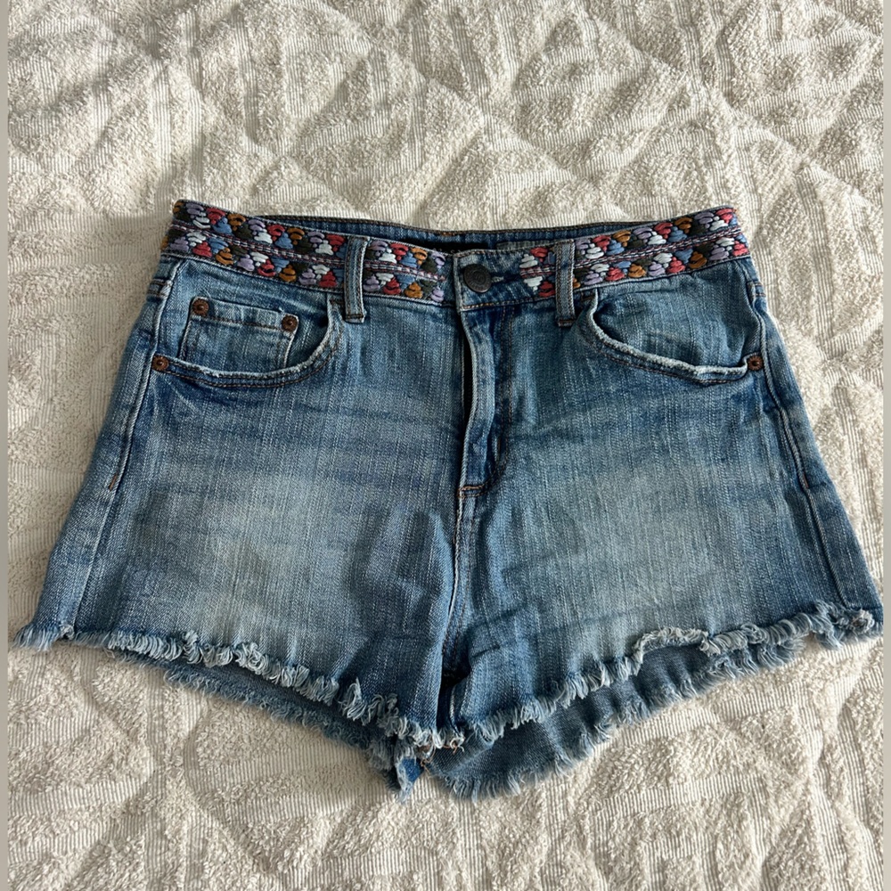 Aeropostale Light Blue Jean Shorts with Embroidered Waistband